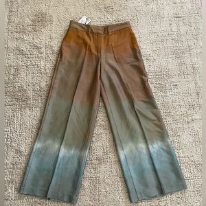NWT. ZARA Gradient Wide-Leg Pants in Brown and Blue.